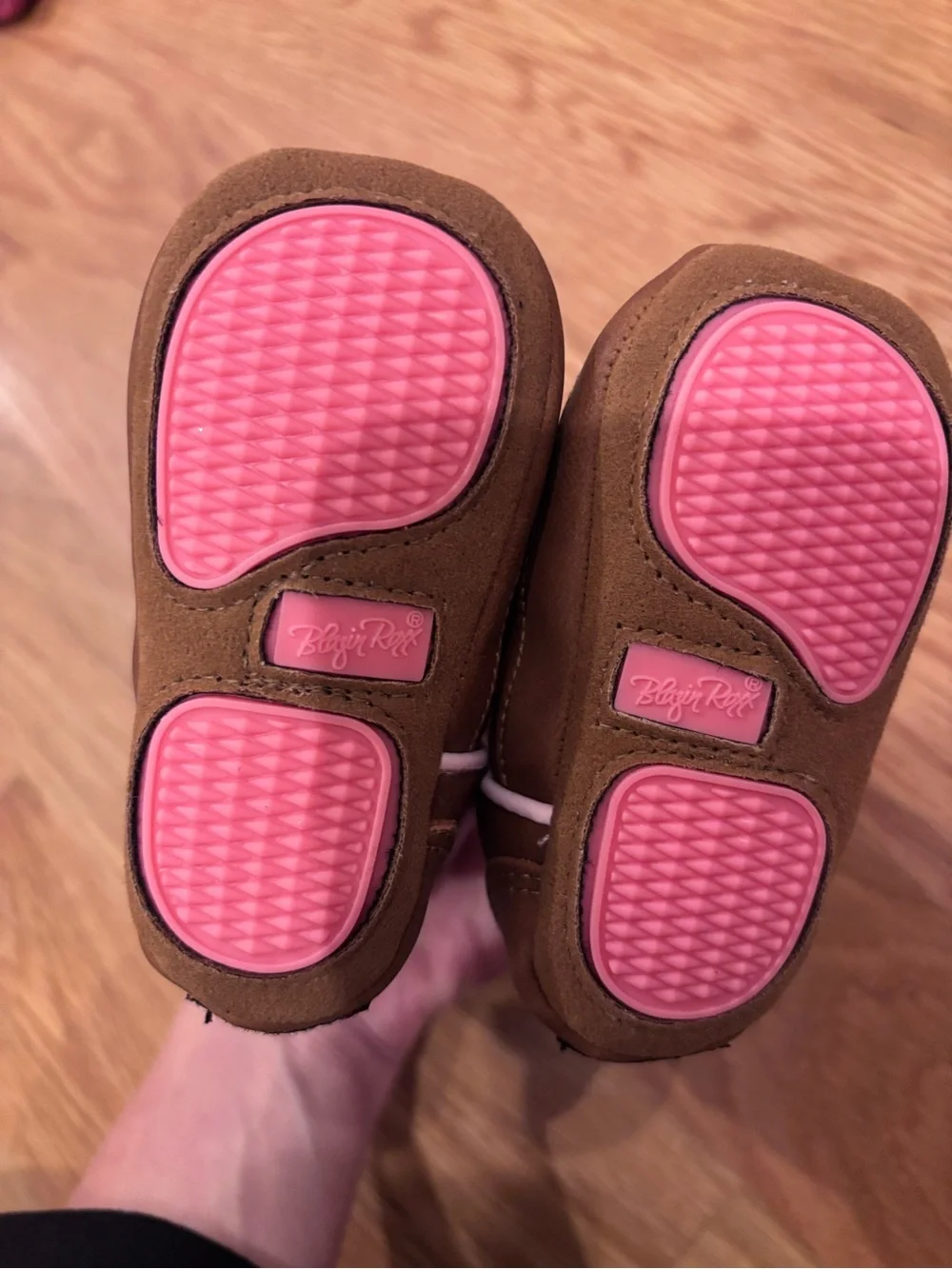 NWOT. Blazin Roxx Brown and Pink Toddlers' Western Booties. 0-6 months.
